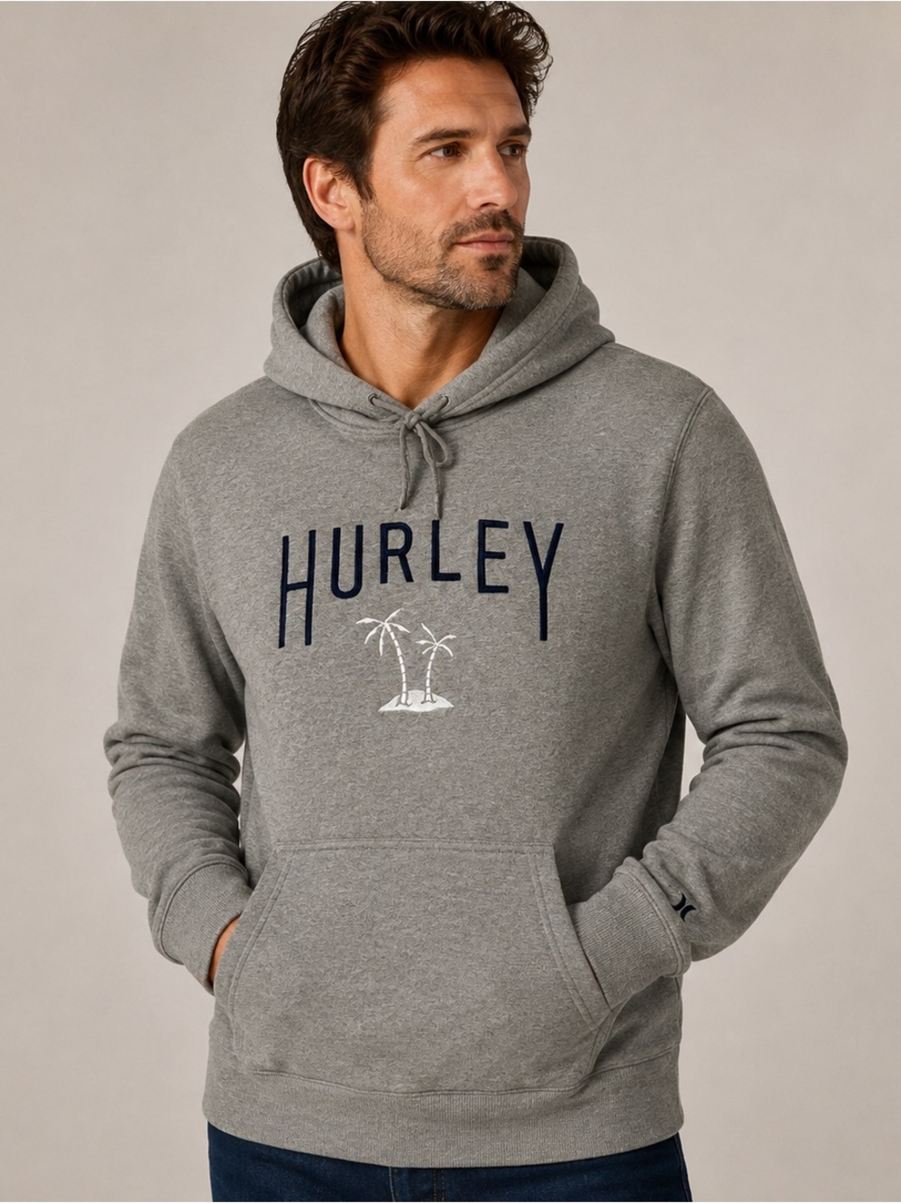 HURLEY Men's Gray Hoodie with Palm Logo Sz XL Quality Trusted Brand Athleticwear
